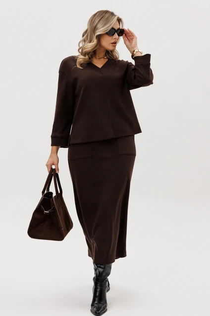 Костюм с юбкой 5326 шоколад FantaziaMod Костюм с юбкой 5326 шоколад FantaziaMod