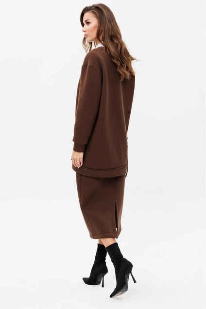 Костюм с юбкой f7052-23-03 коричневый GO wear