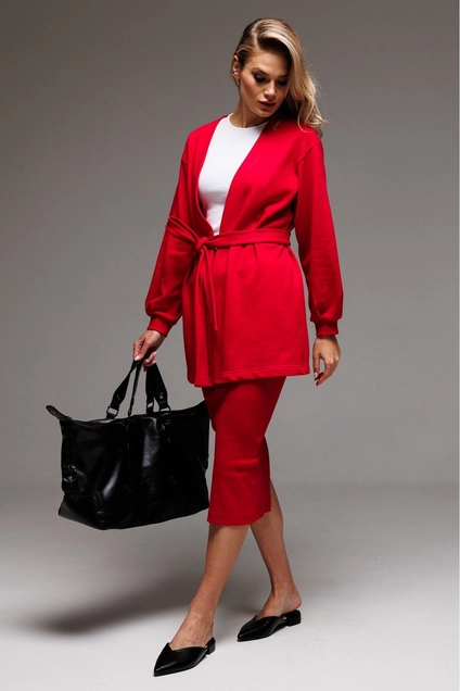 Костюм с юбкой f7064-11-02 красный GO wear