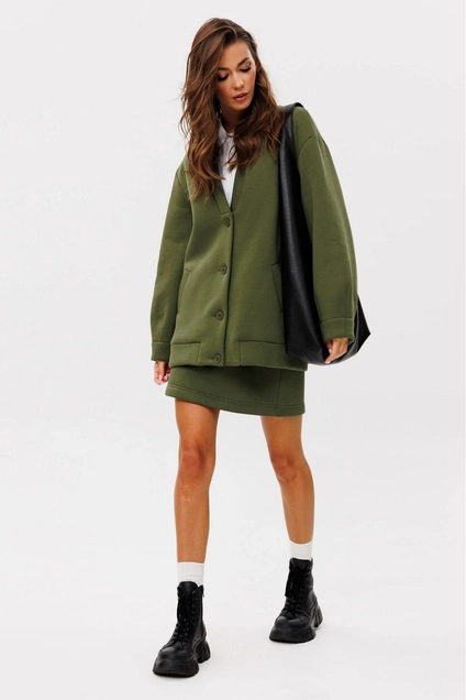Костюм с юбкой f7092-28-02 хаки GO wear