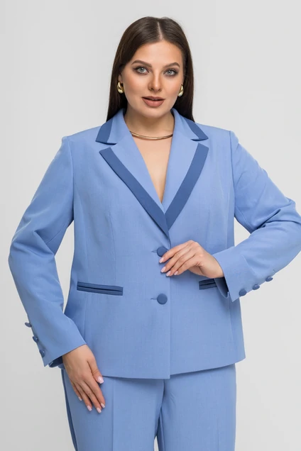 Костюм брючный 26С2761 джинс + небесно-голубой Gold Style