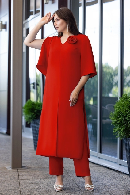 Костюм брючный 2660 красный Gold Style