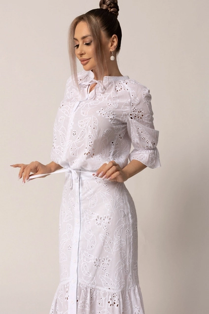 Костюм с юбкой 6541-1 белый Golden Valley