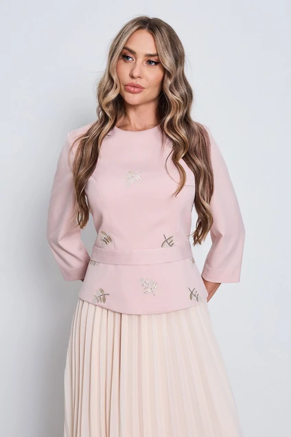 Костюм с юбкой 6798 розовый с бежевым Golden Valley
