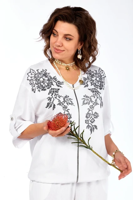 Костюм брючный 281 белый Grace for you