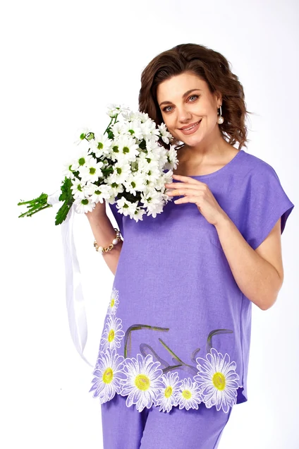 Костюм брючный 285 фиолетовый Grace for you