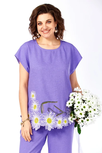 Костюм брючный 285 фиолетовый Grace for you