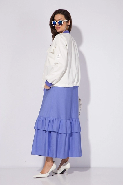 Костюм с платьем 151к белый + лавандовый Liliana-style