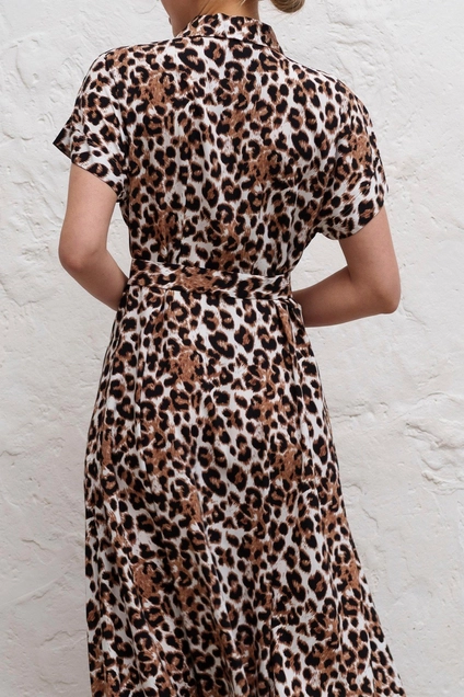 Платье 1082L молочный + коричневый Ivera collection