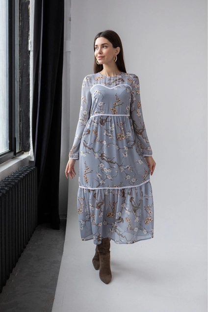 Платье 1084 серо-голубой Ivera collection