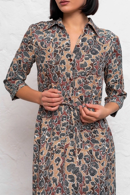 Платье 1092В коричневый + белый Ivera collection
