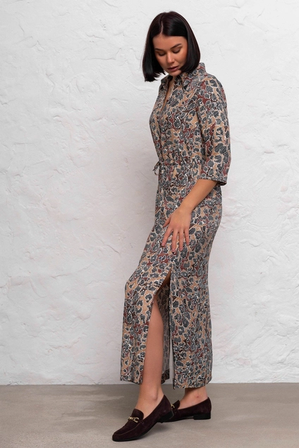 Платье 1092В коричневый + белый Ivera collection