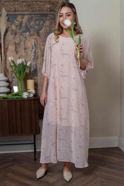 Платье 1141 розовый + желтый Ivera collection
