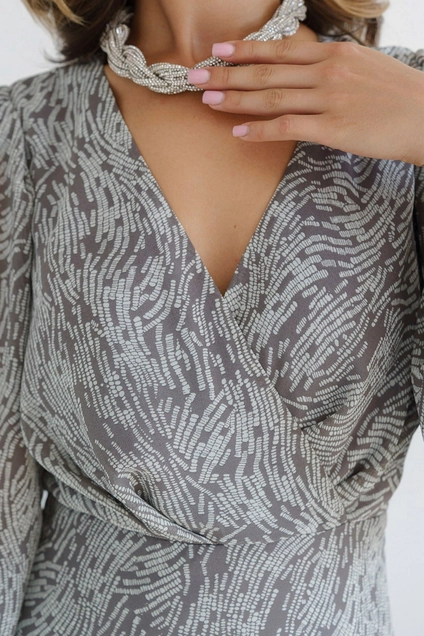 Платье 1154 серый + белый Ivera collection
