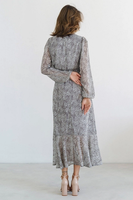 Платье 1154 серый + белый Ivera collection