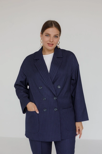 Жакет 3018 синий + белый Ivera collection