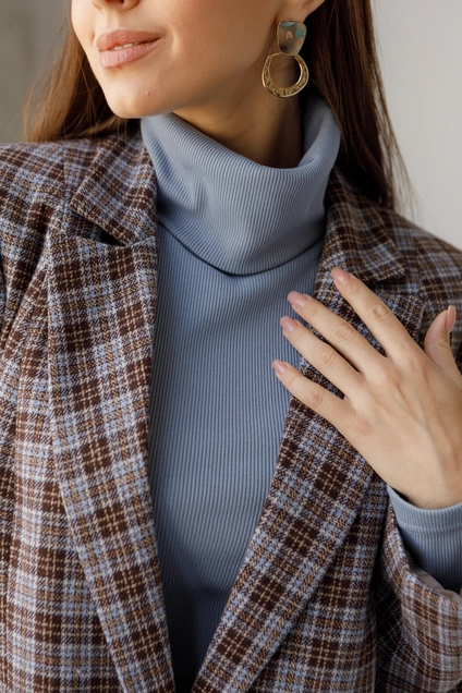 Жакет 3020 коричневый + голубой Ivera collection