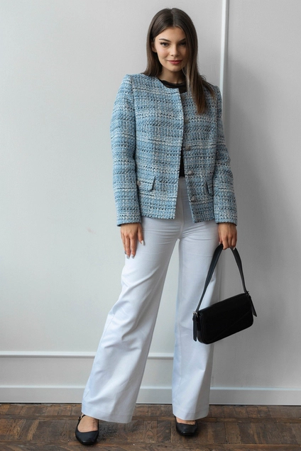 Жакет 3064 голубой + белый Ivera collection