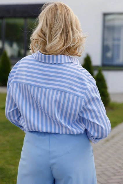 Блузка 5066L белый + голубой Ivera collection