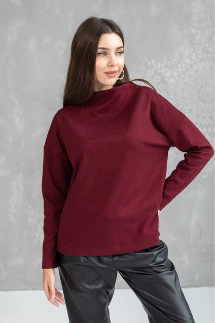 Джемпер 5077 бордовый + черный Ivera collection