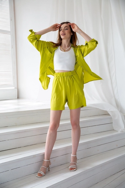 Костюм с  шортами 6012 салатовый Ivera collection