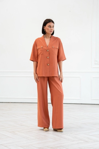 Костюм брючный 6053 терракотовый Ivera collection