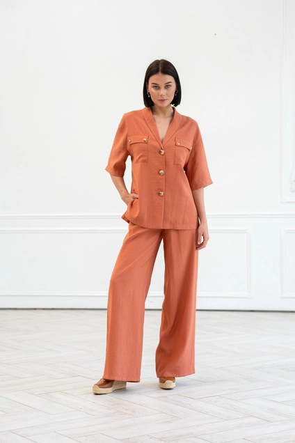 Костюм брючный 6053 терракотовый Ivera collection