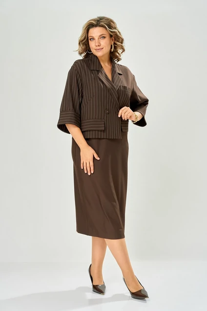 Платье 1124-4 коричневый KaVari plus size
