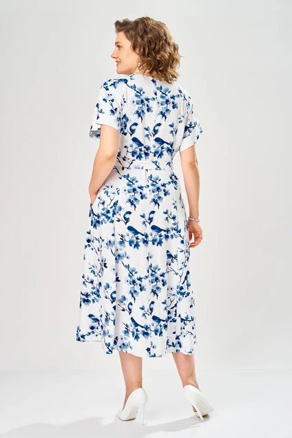 Платье 1151 бело-синий KaVari plus size