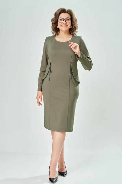 Платье 1160-2 темно зеленый KaVari plus size