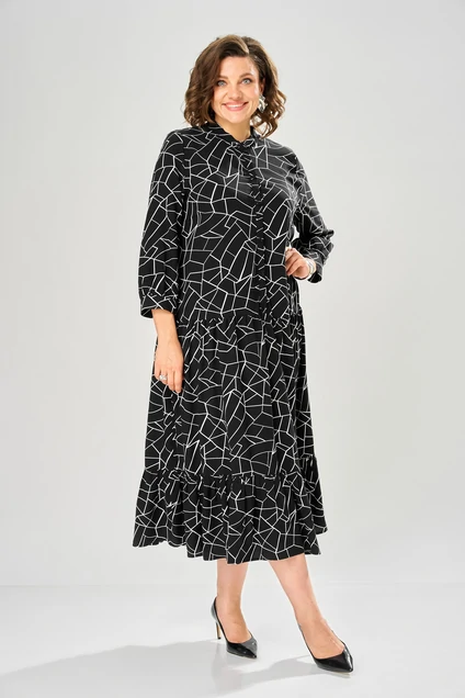 Платье 1163 черный принт KaVari plus size