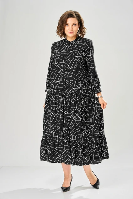 Платье 1163 черный принт KaVari plus size