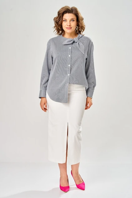 Блузка 4032 синий + белый KaVari plus size