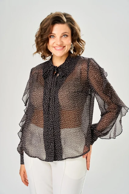 Блузка 4034 черный горох KaVari plus size