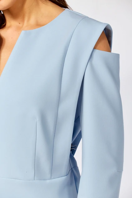Костюм с юбкой 8060 голубой + молоко KaVari plus size