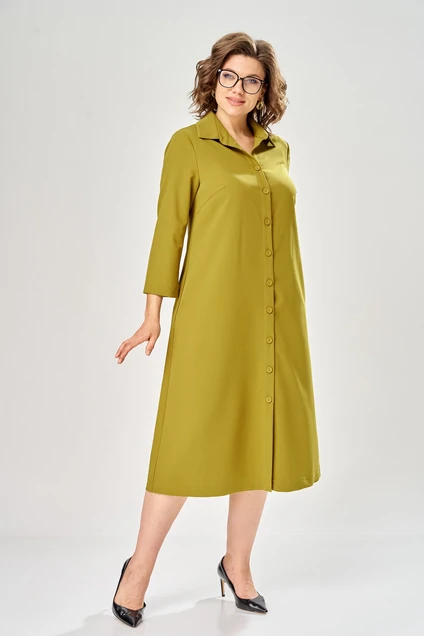 Костюм с платьем 8071-2 горчично-черный KaVari plus size