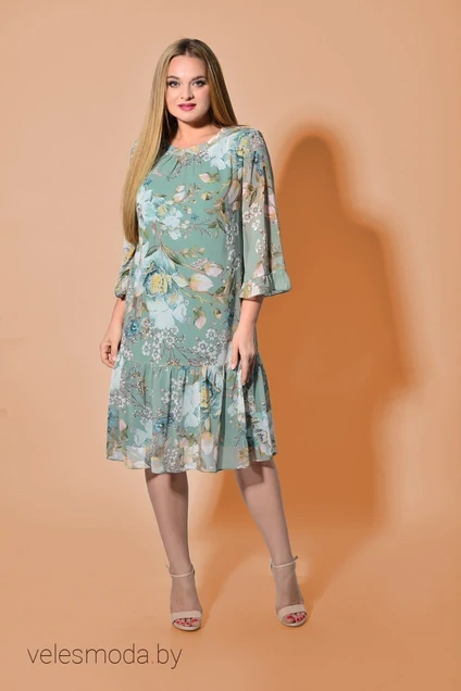 Костюм с платьем В-272 мятный Karina Delux