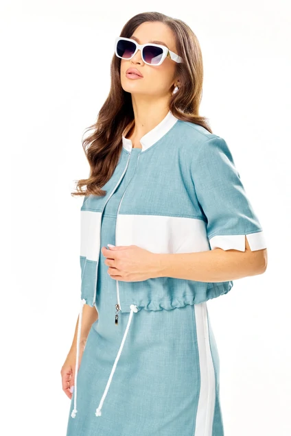 Костюм с платьем 1445 голубой + молочный Karina Delux