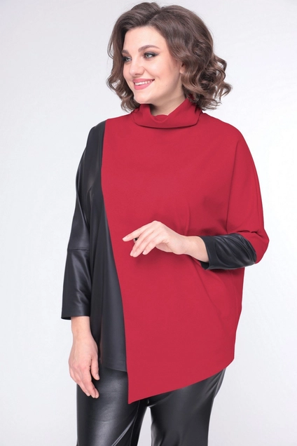 Костюм брючный 1520 красный + черный LADIS LINE