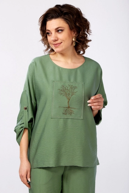 *Костюм брючный 1557 хаки LADIS LINE