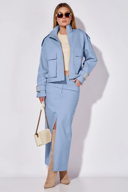 Костюм с юбкой 9014-2 голубой цвет LEANNA-STYLE