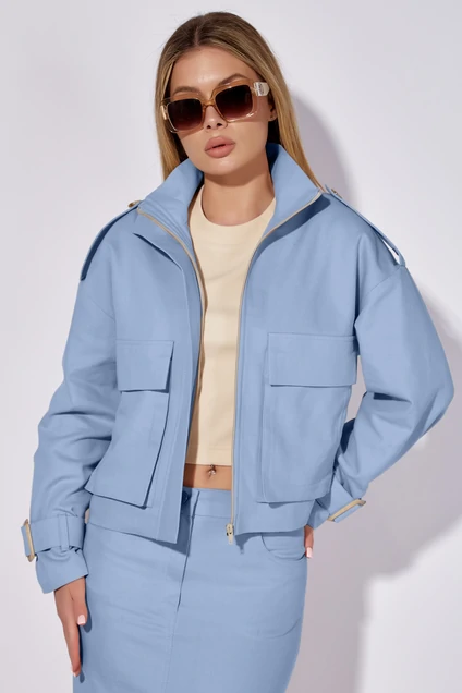 Костюм с юбкой 9014-2 голубой цвет LEANNA-STYLE