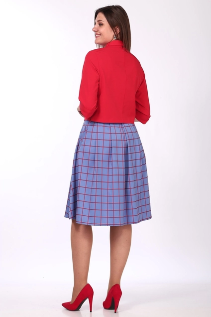 Костюм с юбкой 1027-1 красный+синий Lady Style Classic
