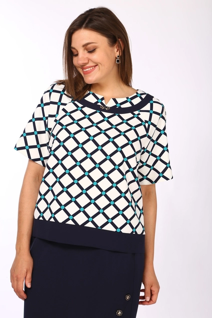 Костюм с юбкой 1066-1 темно-синий+молочный Lady Style Classic