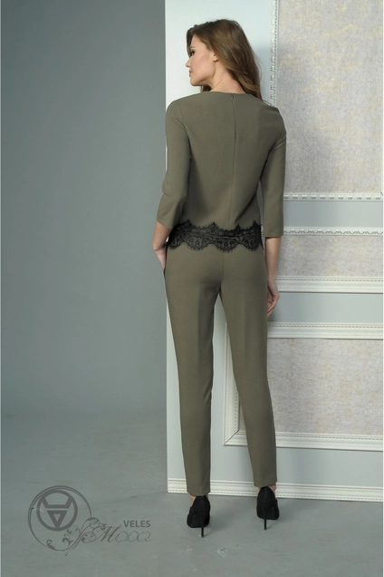 Костюм брючный 1438 оливка Lady Style Classic