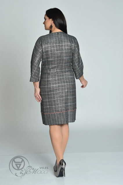Платье 1551 серый+оранж полоски Lady Style Classic