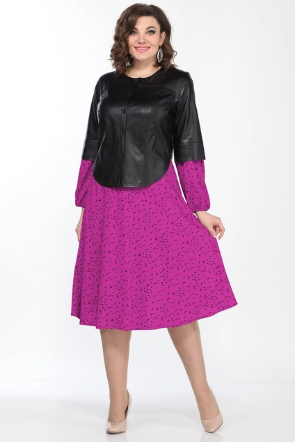 Костюм с платьем 2256-4 черный + фуксия Lady Style Classic