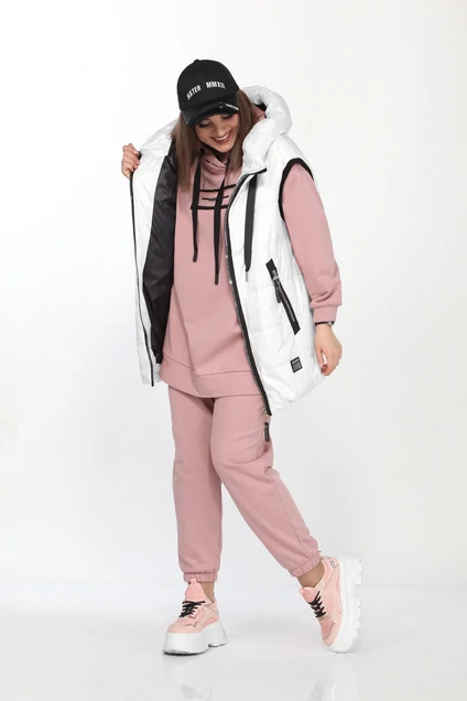 Спортивный костюм 4001 белый + розовый Ladysecret