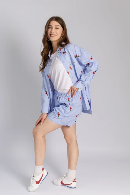 Костюм с шортами K-007 бело-голубой LegendStyle