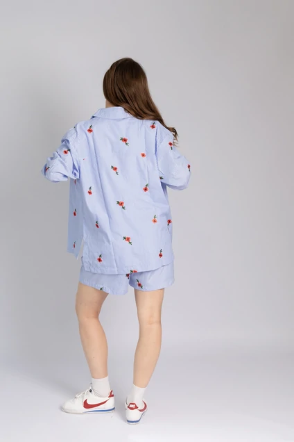 Костюм с шортами K-007 бело-голубой LegendStyle